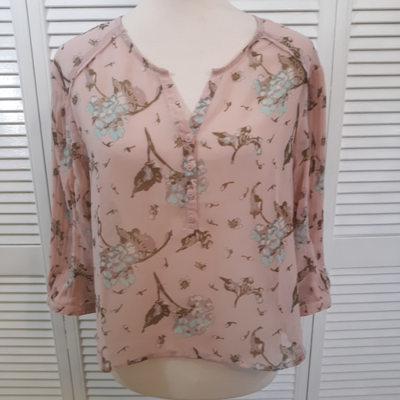 Anthropologie Tops - Anthro kimchi blue sheer blouse top small *D
